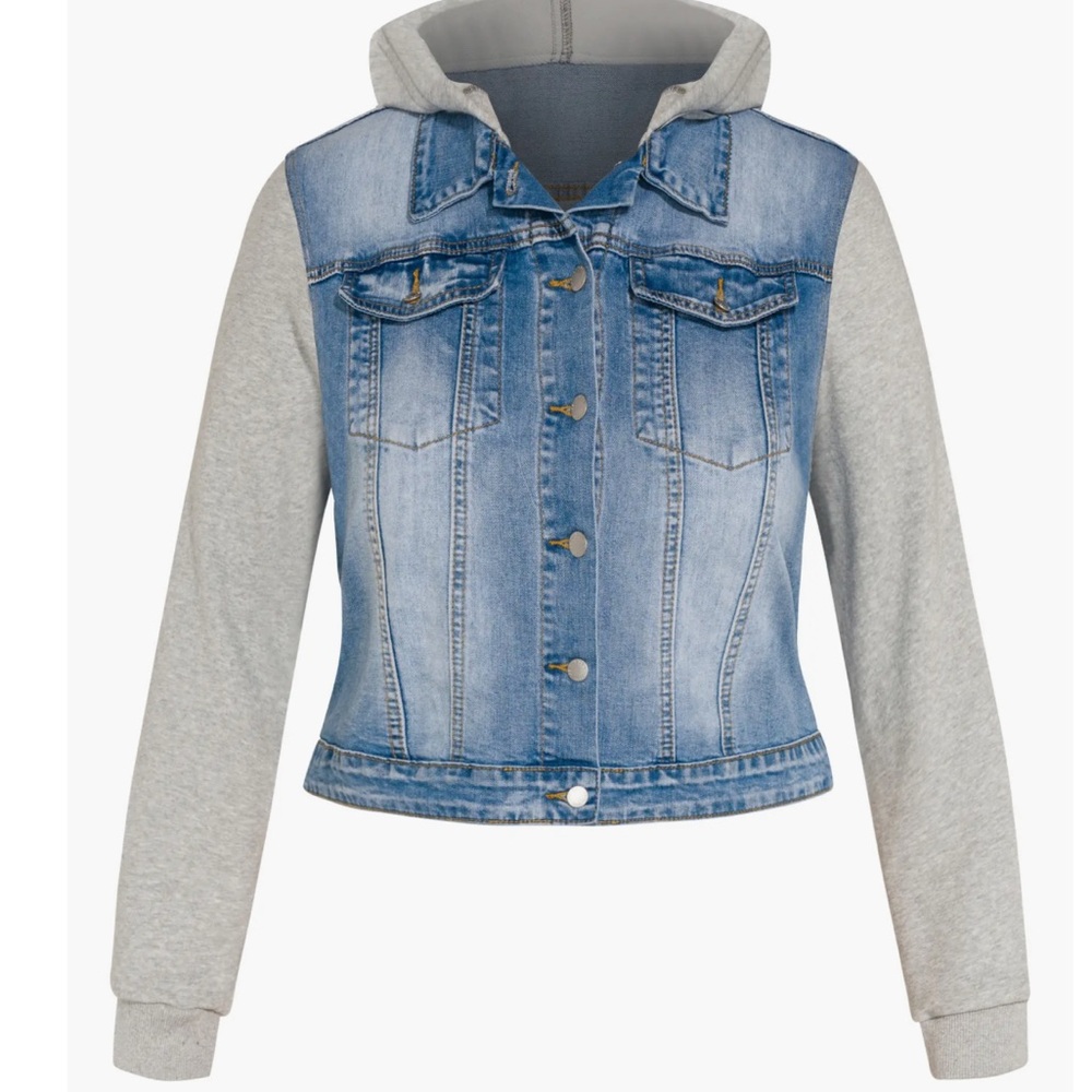 City Chic Blue and Gray Denim Jacket